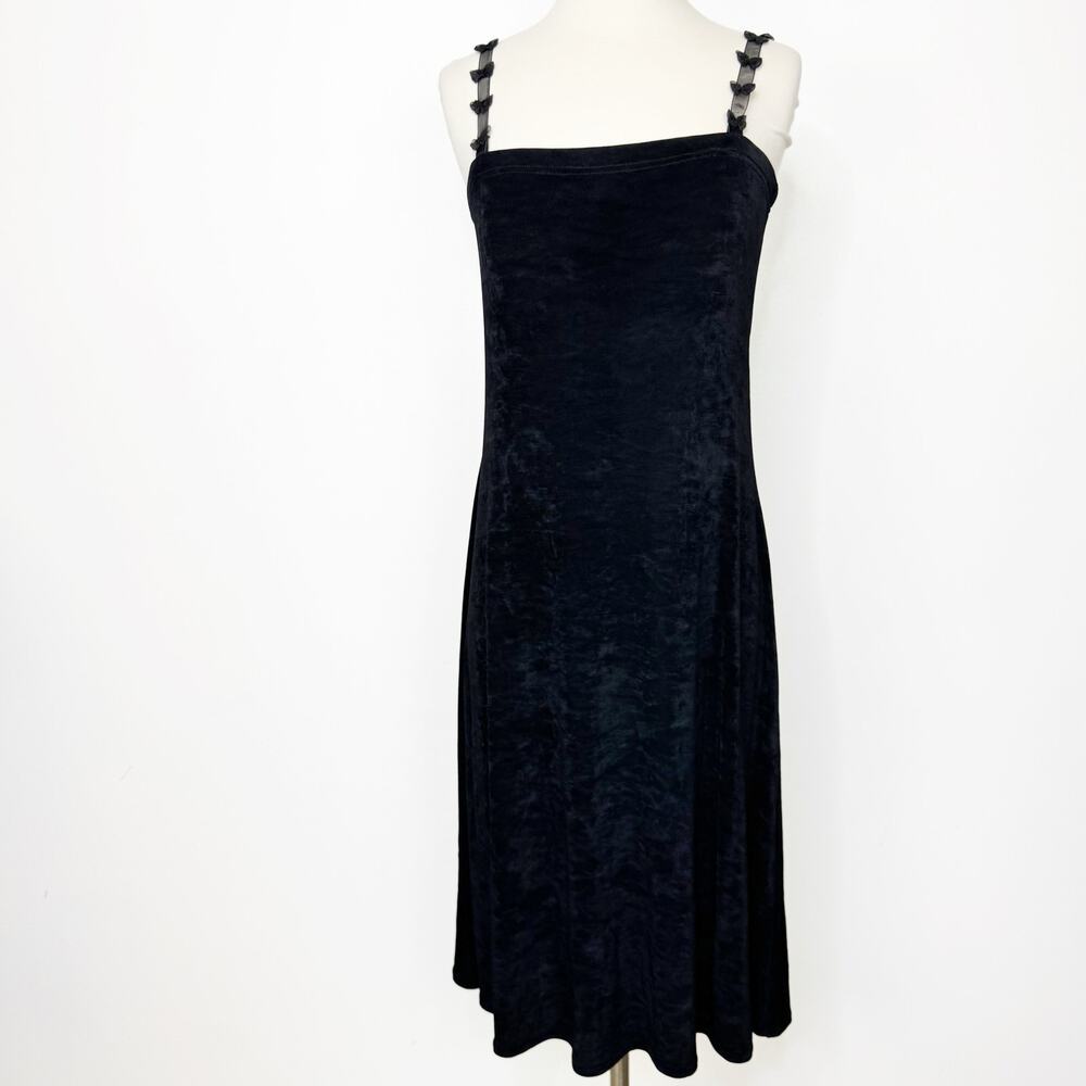 Veve Women's Black Vintage 90's Removable Bow Strap Dress 8